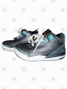 Jordan 3 Retro “Moto” Kids Sneakers Black Siren Red Hyper Jade Size 8C